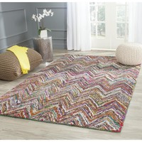 Safavieh Handmade Nantucket Abstract Chevron Blue/ Multi Cotton Rug (4' X 6') on sale Safavieh Handmade Nantucket Abstract Chevron Blue/ Multi Cotton Rug (4' X 6') on sale
