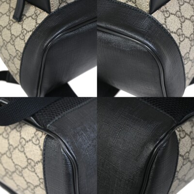 GUCCI GG Supreme Backpack Canvas Leather Black Brown Ebony  display picture 1