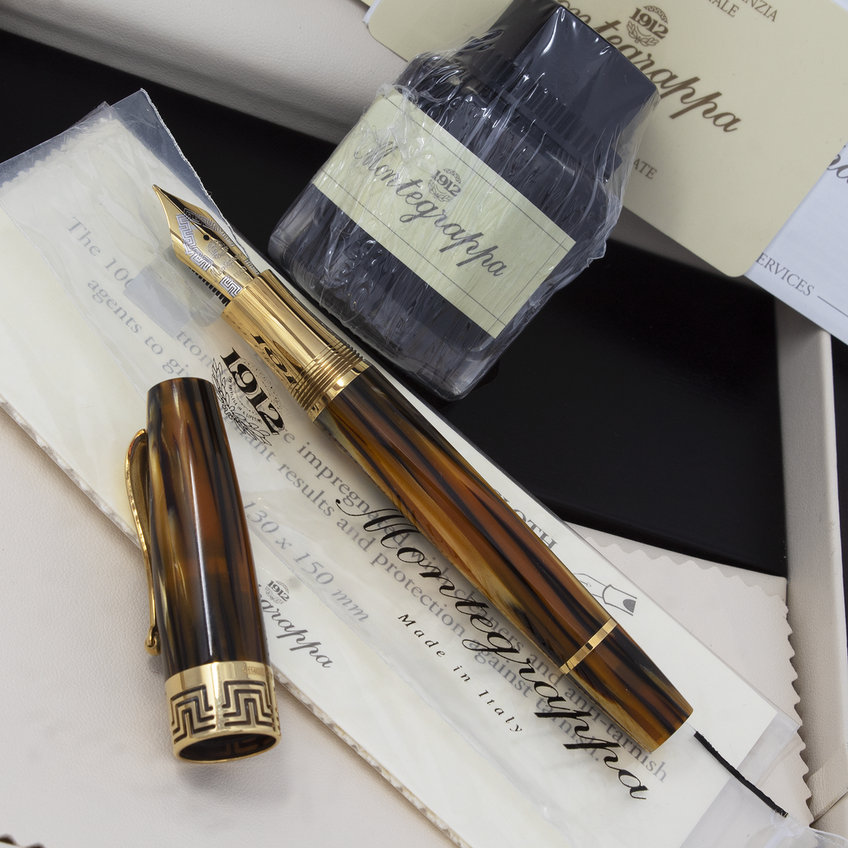 Montegrappa 18k Yellow-Gold Turtle Brown Extra 1930 Fountain Pen