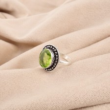 Peridot Gemstone 925 Sterling Silver Handmade Ring Jewelry For Anniversary Gift