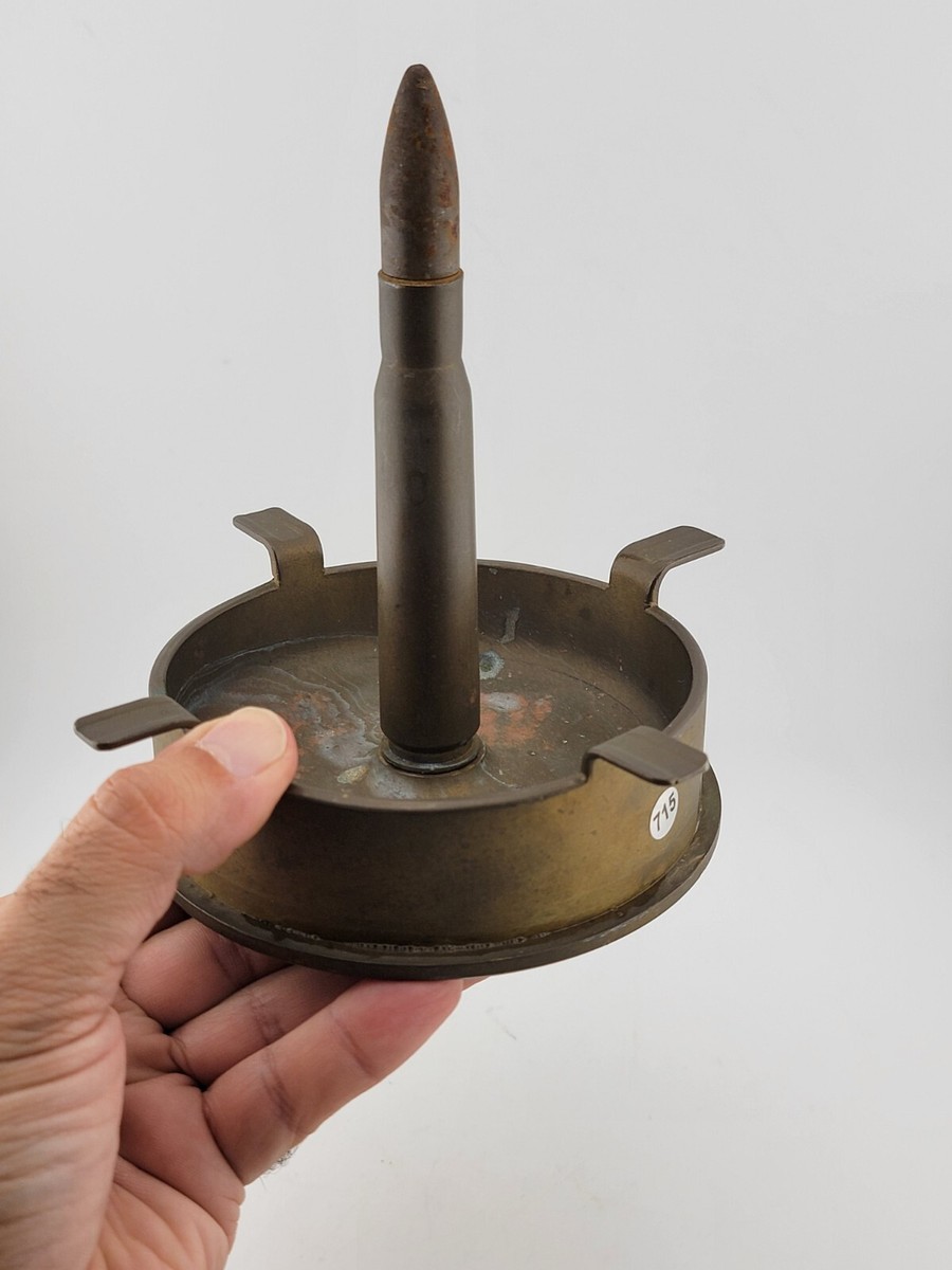 Rare WW2 Trench Art Ashtray From Military Shell Casing 105MM M14