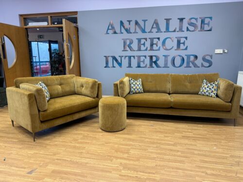 Frankie 4 seater sofa & matching loveseat in antique gold chenille RRP £2847