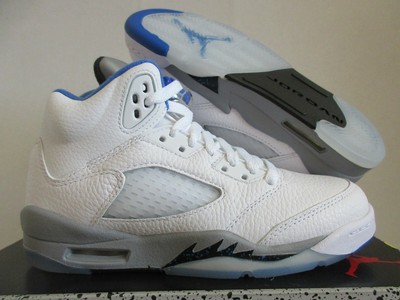 NIKE AIR JORDAN 5 RETRO WHITE-RY BLUE-STEALTH SZ 3.5Y-WOMENS SZ 5 [440888-140]
