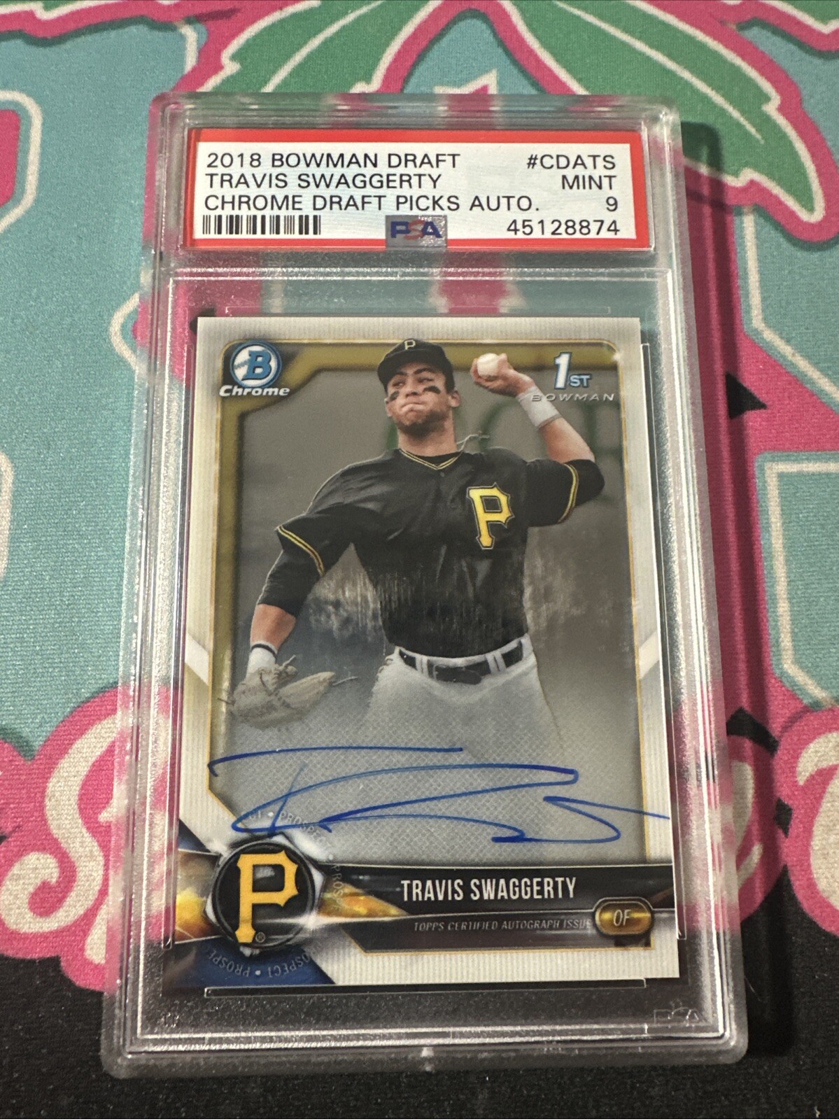 2018 Bowman Chrome Draft Autograph Travis Swaggerty FIRST PSA 9 1st PIRATES