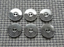 6 x Silver Pewter Tone Metal 2 Hole Buttons 18mm Vintage Gothic Steampunk