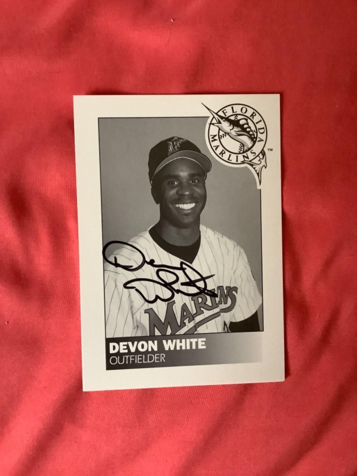 DEVON WHITE SIGNED 3.5 x 5 CARD PHOTO BASEBALL FLORIDA MARLINS 1993 COA ...