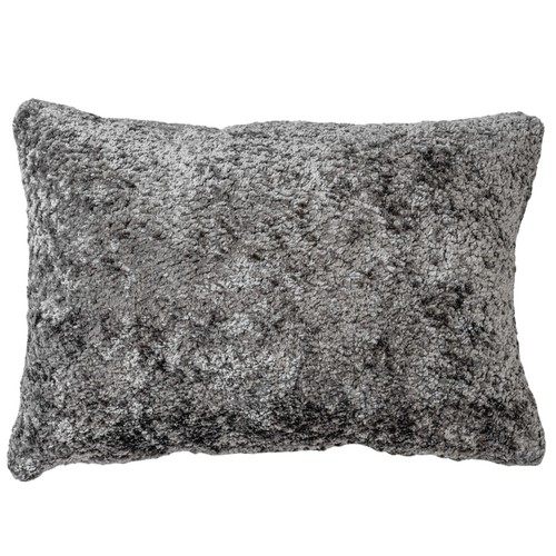 Cuddle Chenille Boucle Boudoir Cushion. Silver Grey Textured Fabric. 17x12" - 第 1/4 張圖片