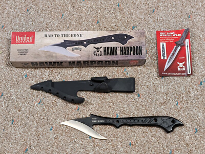 United Cutlery M48 Hawk Harpoon 4 1/8'' Cutting Head Black FRN Handle w/sheath