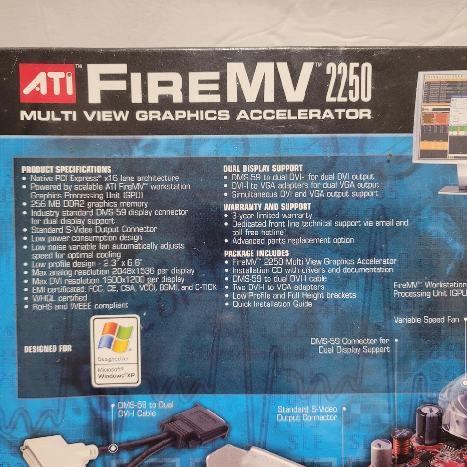 ATI FireMV 2250 256MB DDR2 PCI Express x 16 Video Graphics Card 100-505175 NEW - Image 4 of 4
