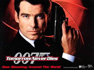 Bond TOMORROW NEVER DIES original UK Quad Plakat Teaser gerollt 1997 D/S 30x40