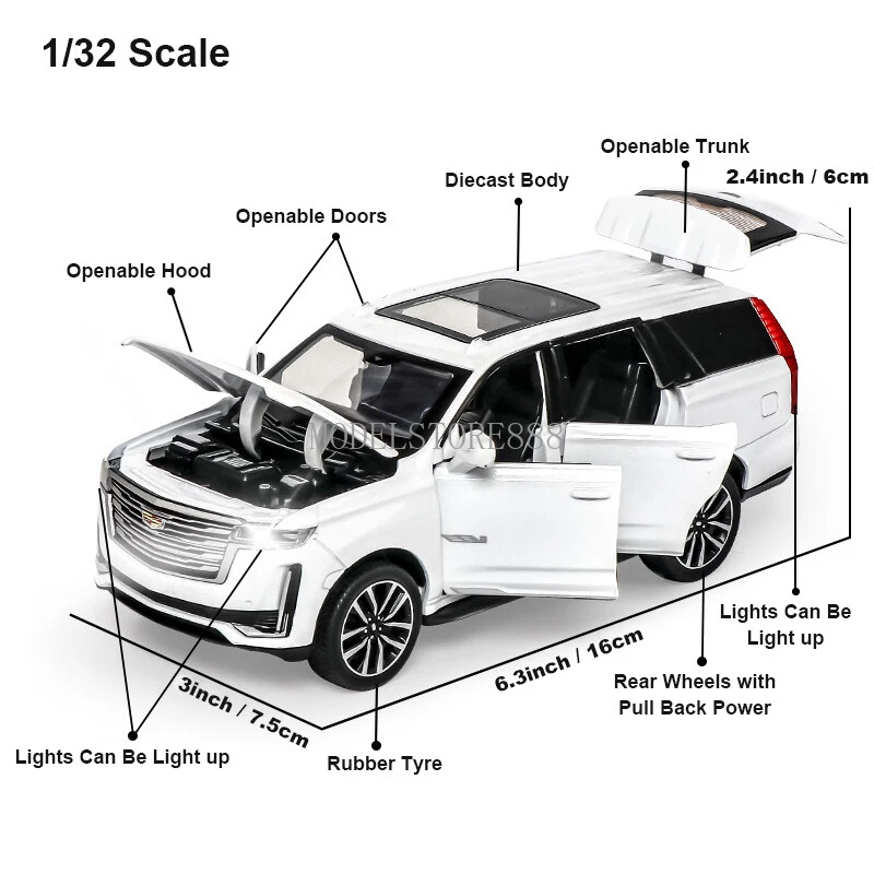 1:32 Diecast Vehicle Model Car Toy Kids Sound Light Toy for Cadillac Escalade - Image 2 of 4