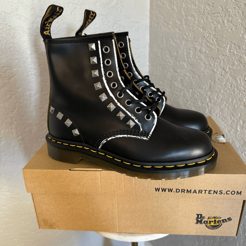 Dr. Martens 1460 Stud Lace-Up Studded Leather Boot, Size 8