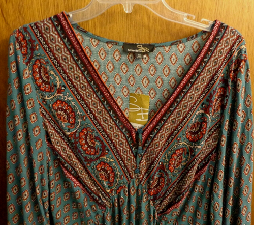 Nuovo abito Suzanne Betro rosso acqua boho contadino floreale donna 1 x 44" petto $83