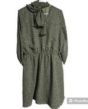 NWT Ann Taylor Factory Womens Cheetah Animal Print Boho Green Dress Large