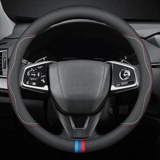 New Nappa Leather car Steering Wheel Cover, Black red and Blue Signs