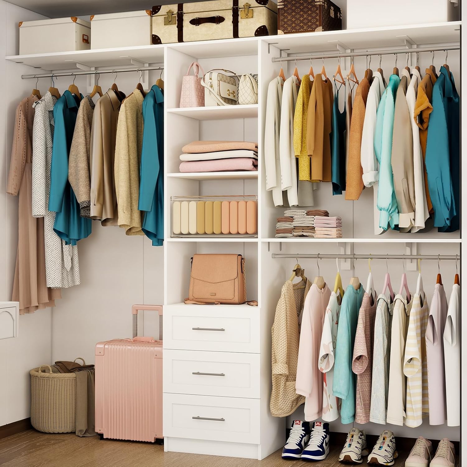5FT-8FT Closet Organizer System with Drawers and Shelves