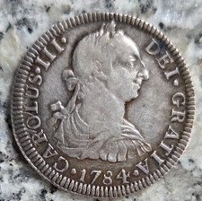 Spanien 2 Reales 1784 Silbermünze - Carlos I...
