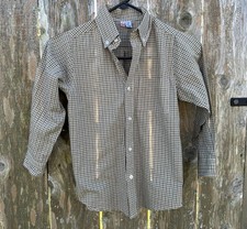 ORIENT EXPRESSED Size 7 Button Down Dress Shirt Brown Green Tiny Gingham