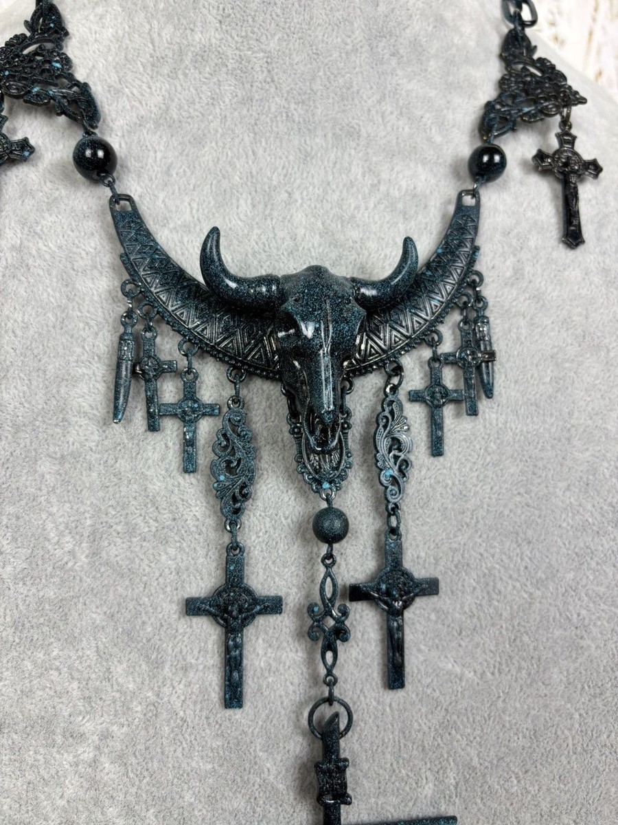 Jean Paul Gaultier Gothic Bull Skull Rosary Sample Necklace JPG