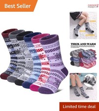 Kids Wool Hiking Socks 6 Pairs Warm Thick Winter Crew Socks for Toddlers