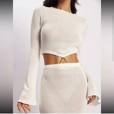 Meshki Anna Flare Sleeve Knit Dress Cream, Size XXL