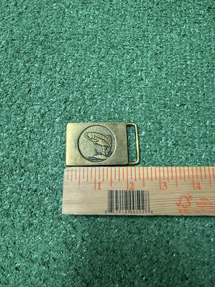 Vintage 80s Rainbow Trout BTS Solid Brass Belt Buckle Fishing Nature 1983 VTG - Image 4 of 4