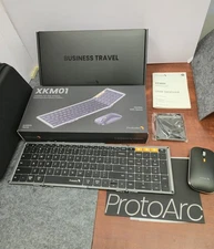  Foldable Keyboard and Mouse, XKM01 True Full-Size Folding Keyboard Mouse Black