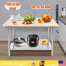 Oak Wood Top Work Table Workbench Work Table with Undershelf 500kg Load Capacity