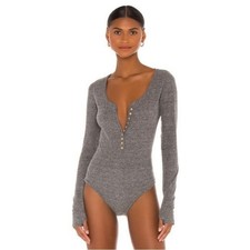 Free People Intimately Dylan Thermal Henley Bodysuit Thumbholes Small Boho