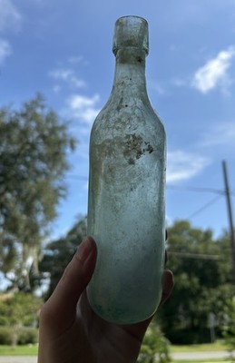 Antique late 1800s Bottle Round Bottom Torpedo Bottle Collectible Rare VG