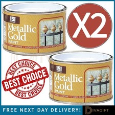 2 x METALLIC GOLD PAINT 180ML FOR RAILINGS GATES FENCES HIGH LUSTRE HIGH BUILD