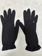 DESIGNER LADIES BLACK DRESS NYLON GLOVES UNLINED SIZE 6.5