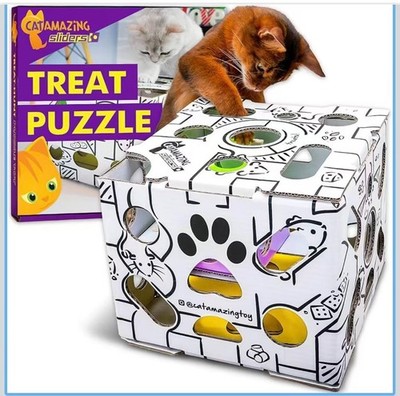 Cat Amazing Sliders   Puzzle Toy for Indoor Cats   Treat Box Interactive Maze  