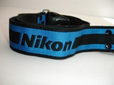 Nikon Genuine Vintage Camera Shoulder neck Strap Blue / Black metal buckles