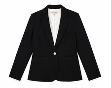 Philosophy Black Woman Jacket Ponte Blazer Single Button Knit Rayon Size XS NWT