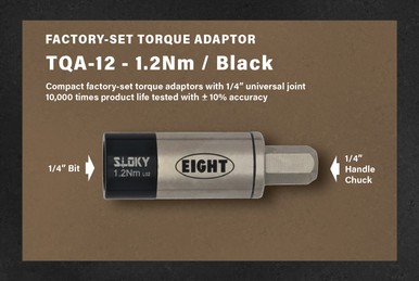 Eight Tool TQA-12, Factory-Set Torque Adaptor With 1/4'' Joint- 1.2Nm / Black