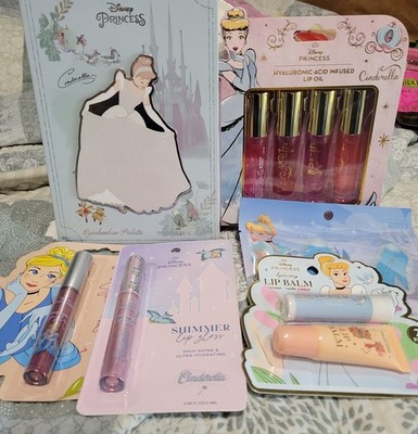 10pc Disney Princess Cinderella Eyeshadow Palette Lip Gloss/Balm/Oil Gel Eyepads