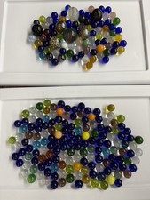 Over 2 Pounds Mixed Lot Glass Marbles, Assorted Colors Patterns