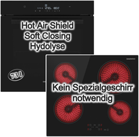 Herdset Backofen Hydrolyse Softclosing + Kochfeld 60Cm Glaskeramik Touch Daewoo