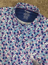 NWT Birdie Bound Performance Polo Shirt Men  s XL Blue Short Sleeve Golf Ball AOP