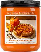 Warm Vanilla Pumpkin Scented Fall Candle, 7OZ Natural Coconut Soy Wax Fall Candl