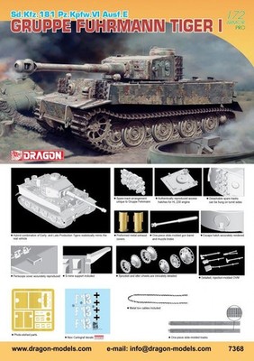 1:72 DRAGON Sd.Kfz.181 Pz.Kfpw.Vi Ausf.E Gruppe Fehr. Tiger I Kit DR7368 Modellb