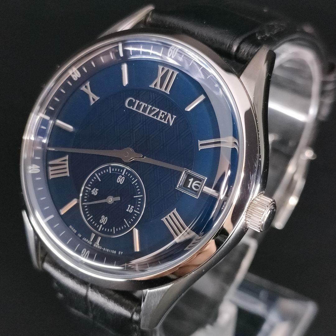 Citizen Mens Navy Silver Solar Leather Strap Watch