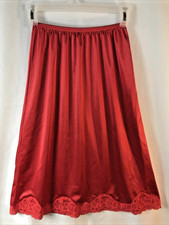 Vintage VANITY FAIR Red Nylon Tricot Lace Half Slip Size XS USA Valentines a