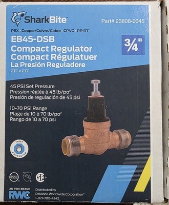 Sharkbite EB45-DSB Pressure Regulating Valve Compact 3/4 Inch Push to Connect