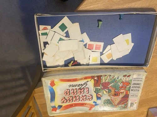 This is a vintage 1955 Milton Bradley Candy Land board game.