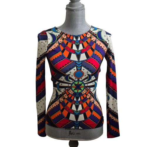Gorgeous Mara Hoffman Long Sleeve Geometric Stars Moon Print Top, XS