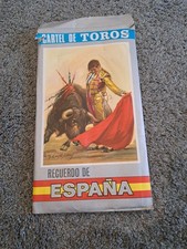 Vintage Cartel De Toros Recuerdo de Espana Spanish Bull Fighting Poster