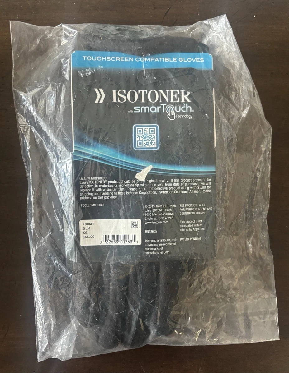 Isotoner Smartouch Mens Black Touchscreen Text GlovesPlush Lined Matrix XS