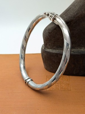 Sterling Silber Creolen graviert Drehmuster Armband gemarkt Italien 925 7''